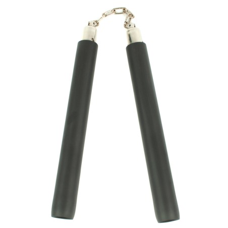 Nunchaku (nunczaku nunczako) piankowe treningowe gładkie czarne na łańcuchu