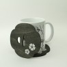 Podkładka podstawka pod kubek Tsuba Sakura Czarno-Srebrna 10x10 cm