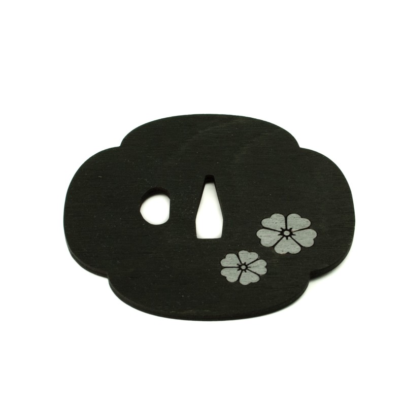 Podkładka podstawka pod kubek Tsuba Sakura Czarno-Srebrna 10x10 cm