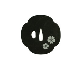 Podkładka podstawka pod kubek Tsuba Sakura Czarno-Srebrna 10x10 cm