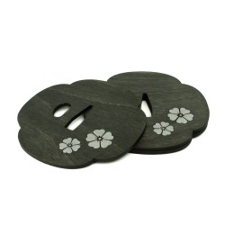 Podkładka podstawka pod kubek Tsuba Sakura Czarno-Srebrna 10x10 cm