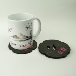 Podkładka podstawka pod kubek Tsuba Sakura Czarno-Różowa 10x10 cm