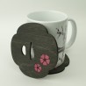 Podkładka podstawka pod kubek Tsuba Sakura Czarno-Różowa 10x10 cm