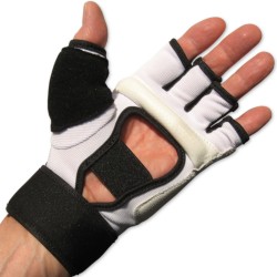 Rękawice piąstkówki Taekwondo ITF Karate biało-czarne junior dla dzieci