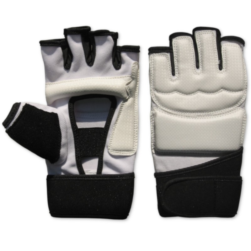 Rękawice piąstkówki Taekwondo ITF Karate biało-czarne junior dla dzieci