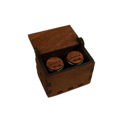 Spinki do mankietów z grawerem Świadek drewniane + pudełko gratis wersja Orzech Włoski Srebrna Spinka