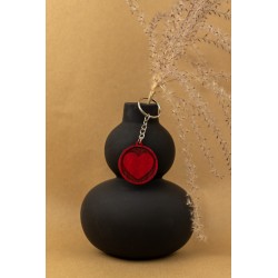 Brelok breloczek do kluczy serce w kole 2,5x5 cm czerwone drewniane prezent