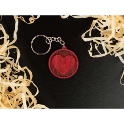 Brelok breloczek do kluczy serce w kole 2,5x5 cm czerwone drewniane prezent