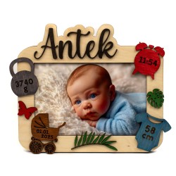 Personalizowana Ramka na zdjęcie 10x15 prezent dla dziecka metryczka 3D kolor