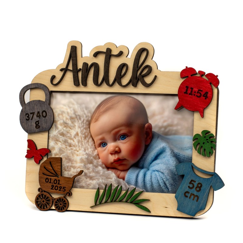 Personalizowana Ramka na zdjęcie 10x15 prezent dla dziecka metryczka 3D kolor