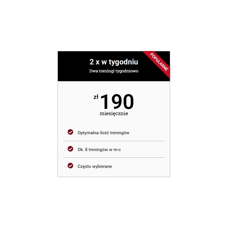 Karnet na treningi x2 w tygodniu / mc