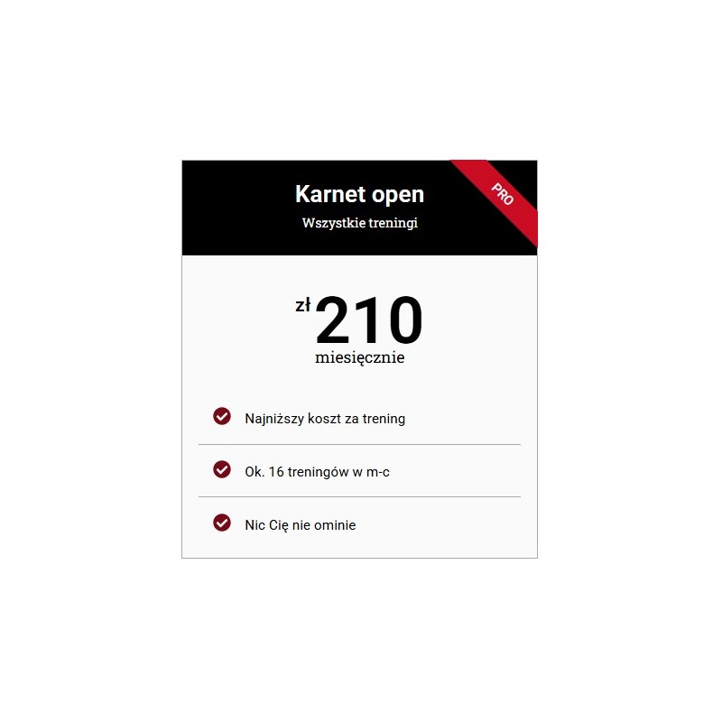 Karnet OPEN na treningi