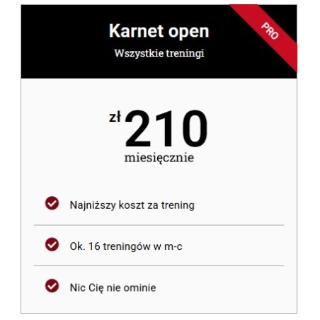 Karnet OPEN na treningi