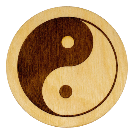 Podkładka podstawka pod kubek Yin Yang 10x10cm drewniana