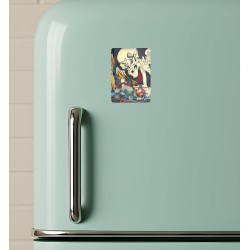 Magnes Kuniyoshi Utagawa Czarownica Takiyasha i widmo szkieletu 7x5 na lodówkę Ukiyo-e