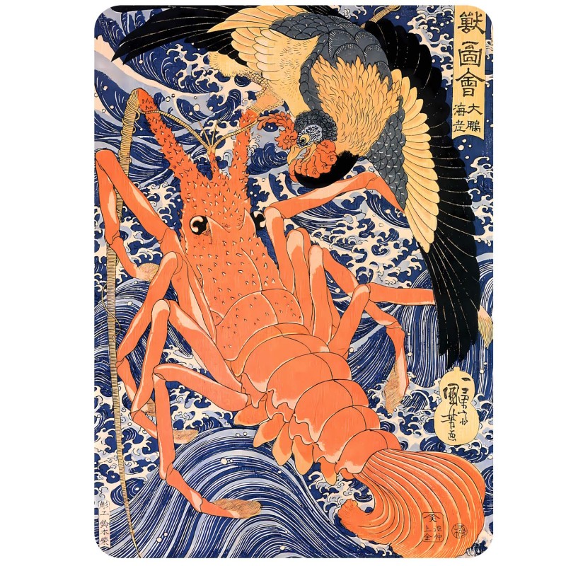 Magnes Kuniyoshi Utagawa Homar i Feniks 7x5 na lodówkę Ukiyo-e