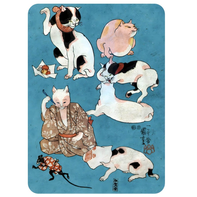 Magnes Kuniyoshi Utagawa Koty 7x5 na lodówkę Ukiyo-e
