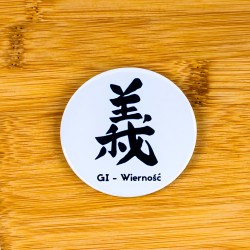 Przypinka Cnoty Samuraja Bushido Kanji GI Wierność 58 mm Japonia
