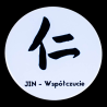Przypinka Cnoty Samuraja Bushido Kanji JIN Współczucie 58 mm Japonia