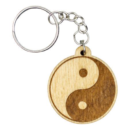 Brelok breloczek do kluczy Yin Yang 3,7x4,1 cm drewniany