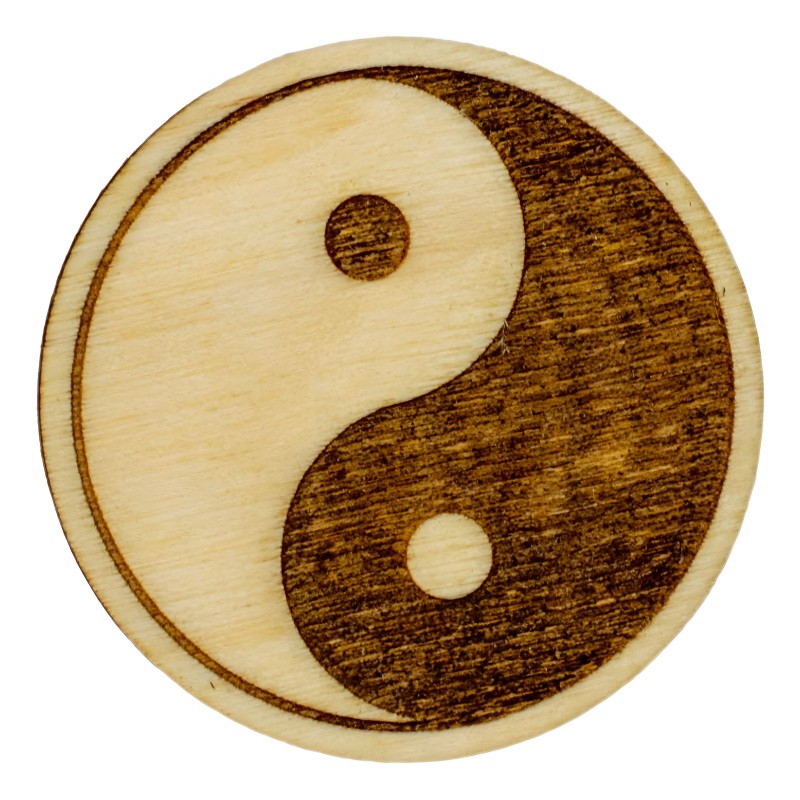 Magnes Yin Yang na lodówkę 5x5 cm drewniany