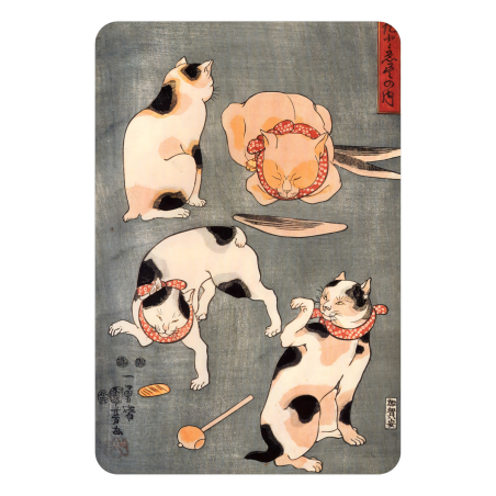 Magnes Kuniyoshi Utagawa Koty 7x5 na lodówkę Ukiyo-e