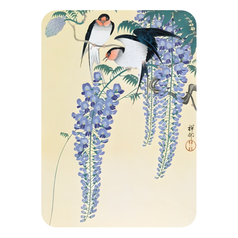 Magnes na lodówkę Ohara Koson Ptaki 7x5 Wisteria Japonia Ukiyo-e