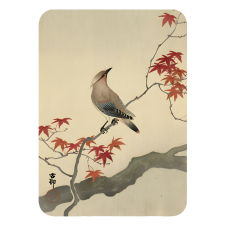 Magnes na lodówkę Ohara Koson Ptaki 7x5 Momiji Japonia Ukiyo-e