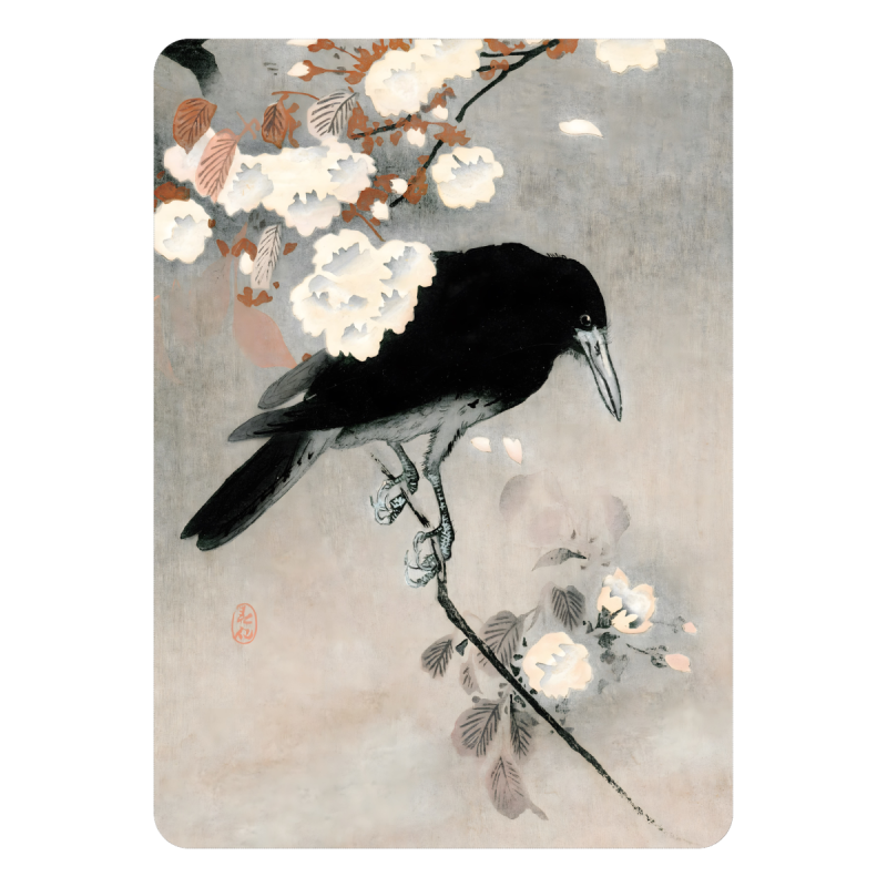 Magnes na lodówkę Ohara Koson Ptaki 7x5 Wiśnia Japonia Ukiyo-e