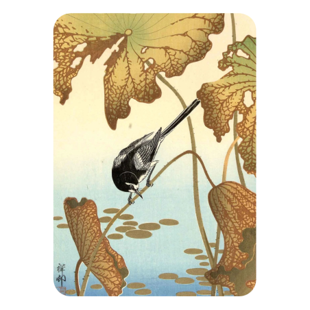 Magnes na lodówkę Ohara Koson Ptaki 7x5 Lotos Japonia Ukiyo-e