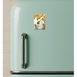 Magnes na lodówkę Ohara Koson Ptaki 7x5 Lotos Japonia Ukiyo-e