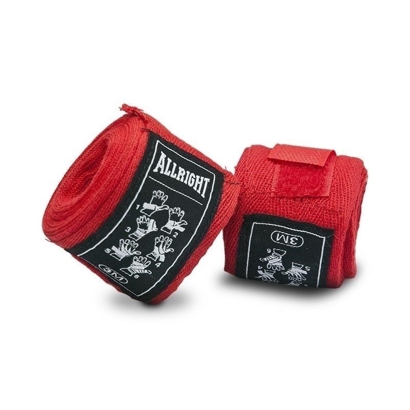 Bandaż Bokserski 3m czerwony ALLRIGHT