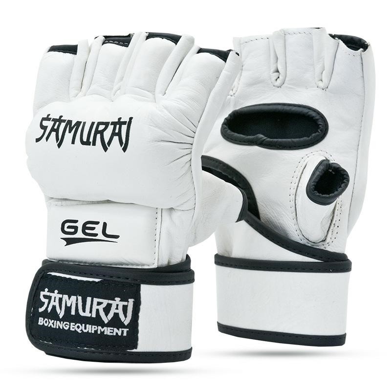 Rękawice piąstkówki MMA Pro skóra biało-czarne