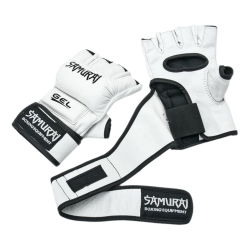 Rękawice piąstkówki MMA Pro skóra biało-czarne