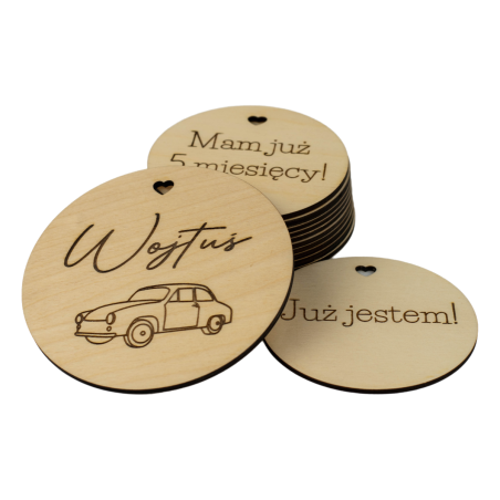 Tabliczki Karty do zdjęć drewniane dla dziecka z miesiącami - pierwszy rok - Personalizowana twój motyw