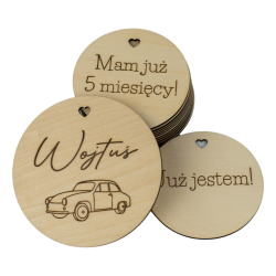 Tabliczki Karty do zdjęć drewniane dla dziecka z miesiącami - pierwszy rok - Personalizowana twój motyw