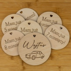Tabliczki Karty do zdjęć drewniane dla dziecka z miesiącami - pierwszy rok - Personalizowana twój motyw