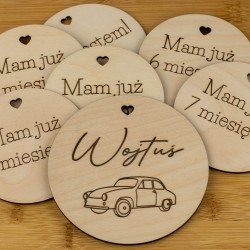 Tabliczki Karty do zdjęć drewniane dla dziecka z miesiącami - pierwszy rok - Personalizowana twój motyw