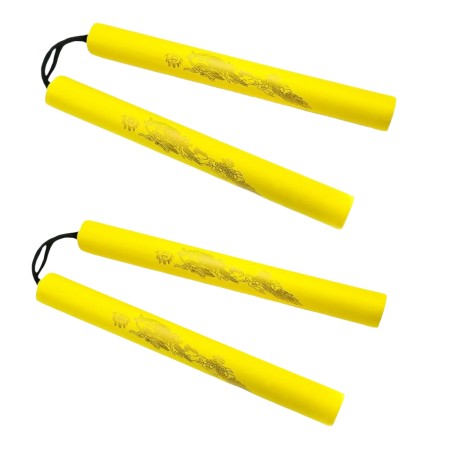 Nunchaku żółte (nunczaku nunczako) ZESTAW 2 SZT piankowe treningowe Smok na sznurku