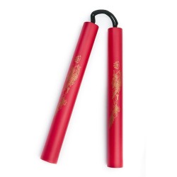 Nunchaku czerwone (nunczaku nunczako) ZESTAW 2 SZT piankowe treningowe Smok na sznurku