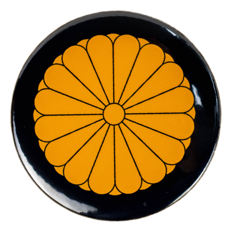 Magnes na lodówkę metalowy 58 mm okrągły Chryzantema Japonia