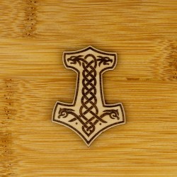 Magnes na lodówkę 55x40 mm Drewniany Jasny Topór Wikingów Mjolnir