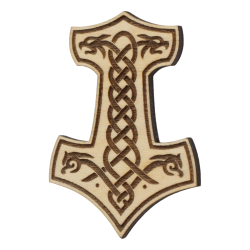 Magnes na lodówkę 55x40 mm Drewniany Jasny Topór Wikingów Mjolnir