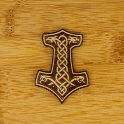 Magnes na lodówkę 55x40 mm Drewniany Ciemny Topór Wikingów Mjolnir