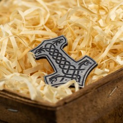 Magnes na lodówkę 55x40 mm Drewniany Szary Topór Wikingów Mjolnir