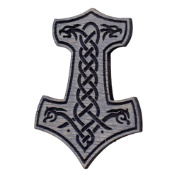 Magnes na lodówkę 55x40 mm Drewniany Szary Topór Wikingów Mjolnir