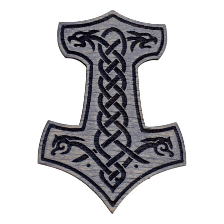Magnes na lodówkę 55x40 mm Drewniany Szary Topór Wikingów Mjolnir