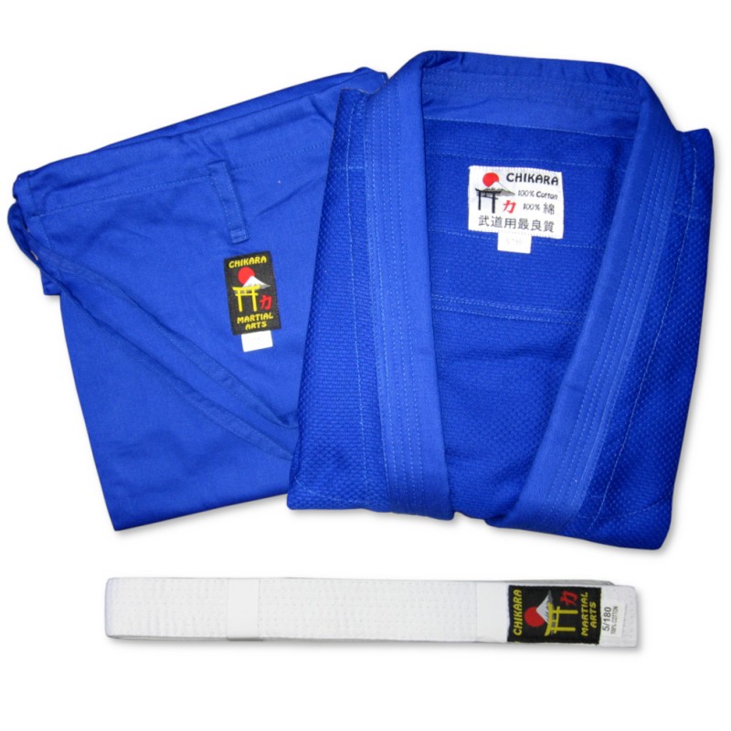 Kimono Judogi Niebieskie Do Judo plecionka Chikara 100% bawełna 450g