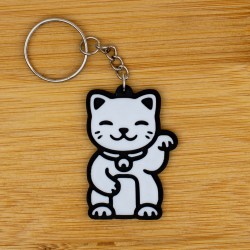 Brelok breloczek do kluczy maneki neko japoński kot szczęścia biały 3D