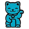 Magnes FLUORESCENCYJNY na lodówkę Maneki Neko Japoński Kot Szczęścia Niebieski 3D